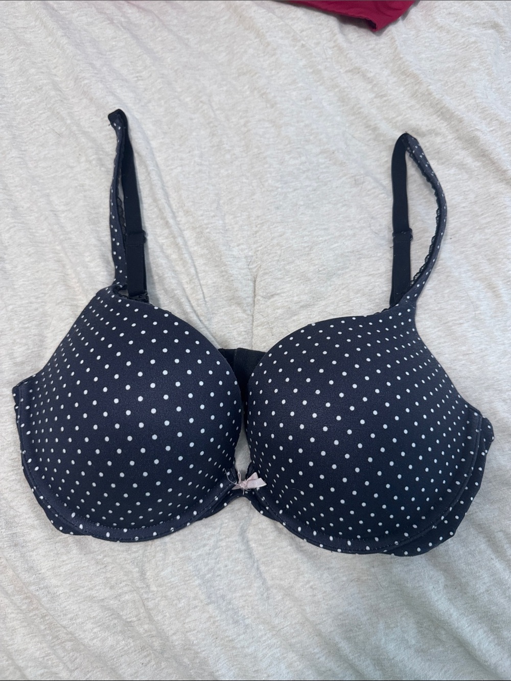 Victoria's Secret Navy Blue and White Polka Dot Push-Up Bra
